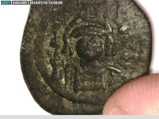2rooks Byzantine Ancient Coin Emperor Maurice Tiberius? Half Follis ' K ' Coin photo