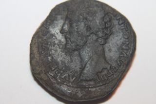 Ancient Roman Marcus Aurelius Sestertius Coin 2nd Century Ad photo