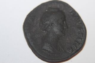Ancient Roman Faustina Sestertius Coin 2nd Century Ad photo