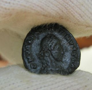 Ancient Rome Valentinian Ii Ae4 Victory Olive Brown Patina Vf Rare photo