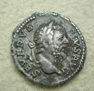Ancient Rome Silver Denarius Septimius Severus Jupiter Thunderbolt F/vf S10 photo