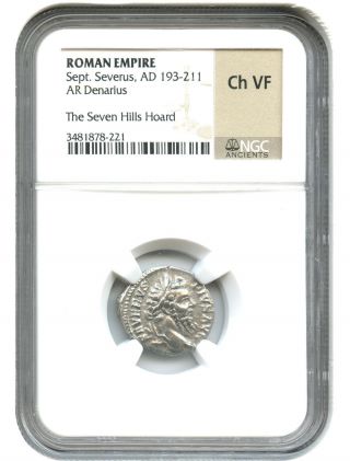 Ad 193 - 211 Sept.  Severus Ar Denarius Ngc Choice Vf (roman Empire) photo