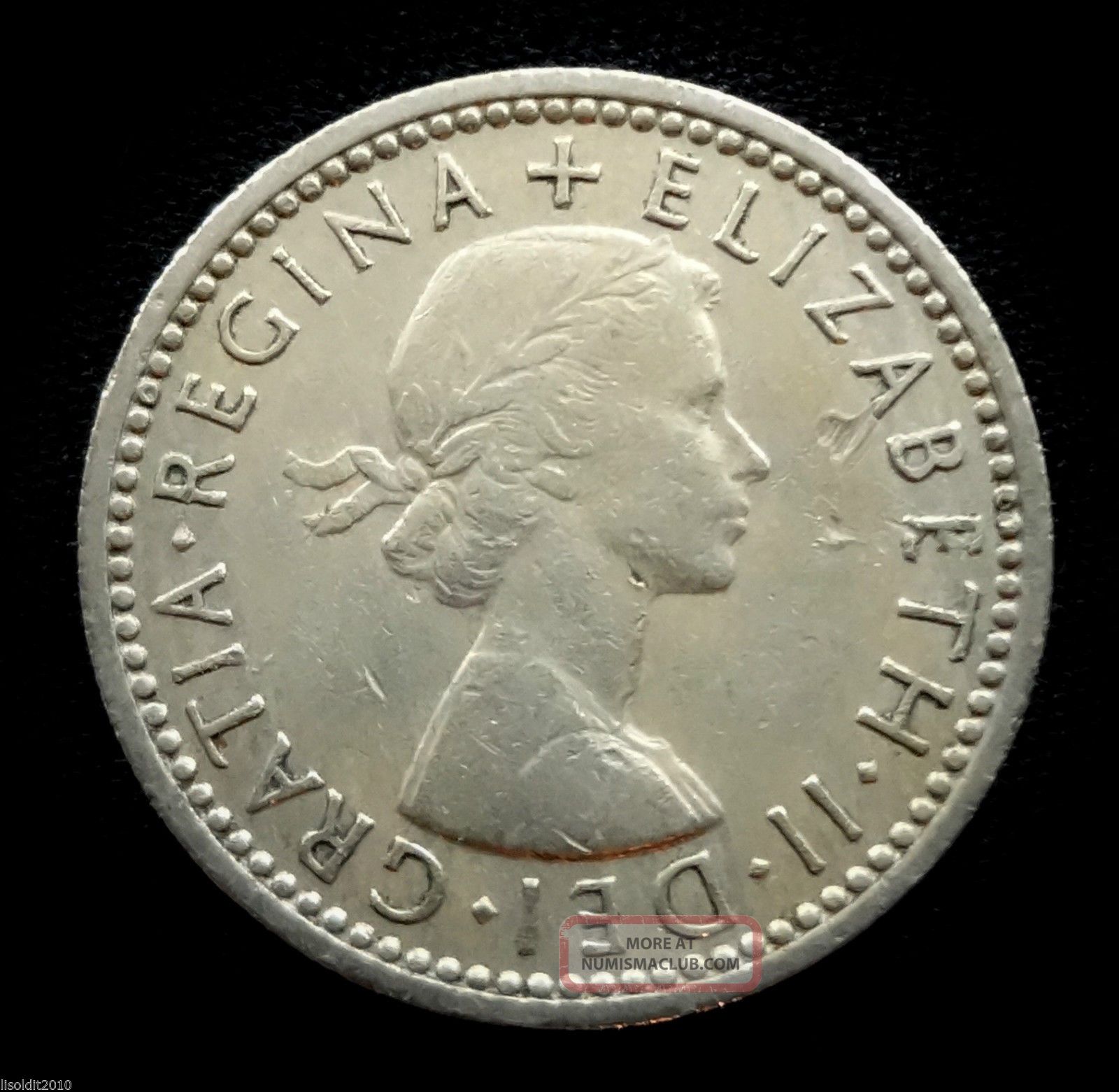 Uk, Great Britain 1956 6 Pence Elizabeth Ii Tudor Rose " Coin
