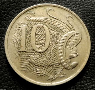 Australia,  1970 10 Cents Elizabeth Ii Lyrebird Coin photo