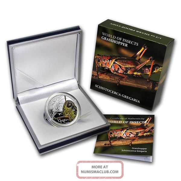 Palau 2$ 2010 Proof World Of Insects Grasshopper Silver Coin Mintage 1000 Australia & Oceania photo