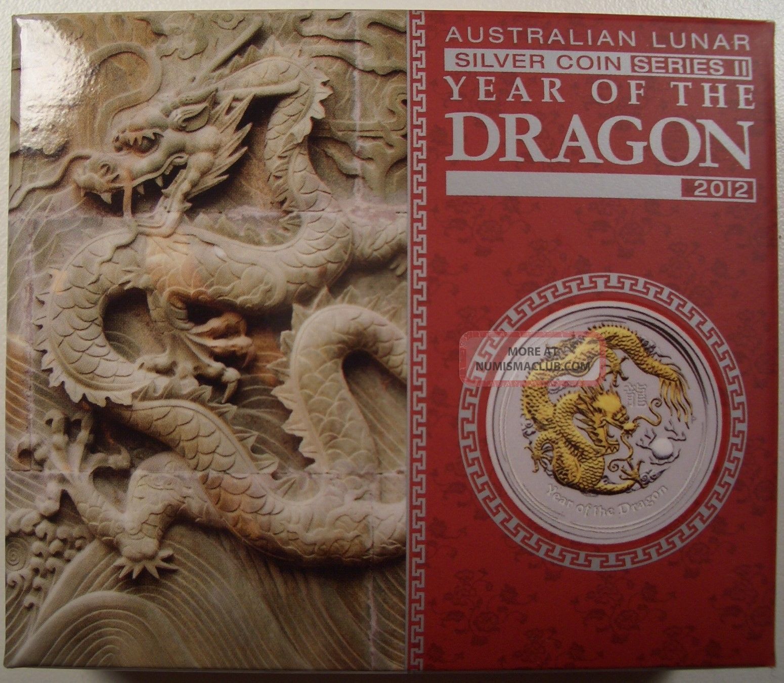 2012 Australia Year Of The Dragon 1 Oz.  Silver Gilded Coin Box/coa Australia photo
