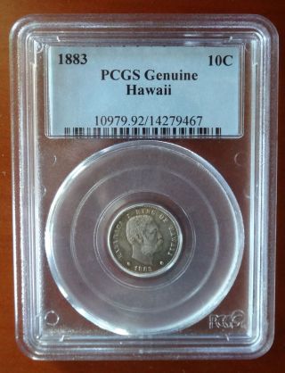 1883 Hawaii Dime Pcgs Silver 10c Dollar Hawaiian Kingdom Umi Keneta photo