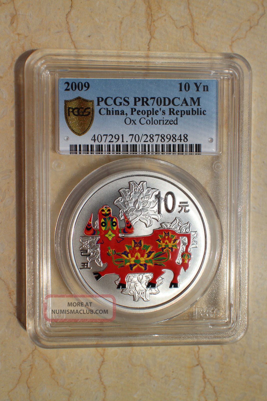 Pcgs Pr70dcam China 2009 Ox Silver Colored 1 Oz Coin China photo