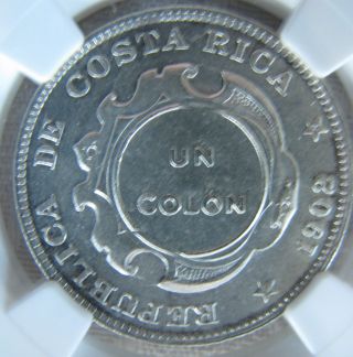 Costa Rica Republic Colon 1923 Ngc Ms65,  Counterstamp photo