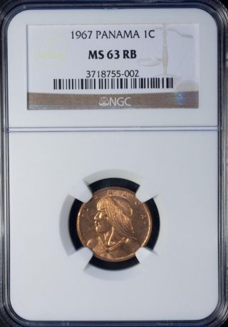 1967 Panama 1 Centesimo Ngc Ms 63 Rb Unc Bronze photo