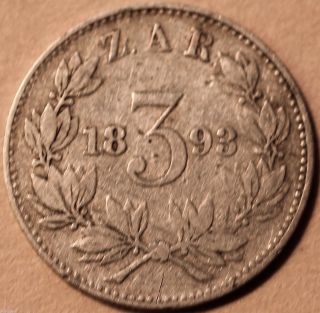 South Africa Scarce Key Date 1893 3 Pence Threepence Strong Details 79 photo