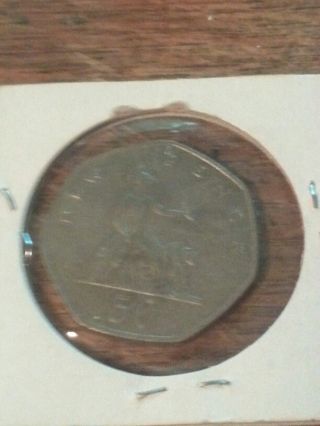 Rare Estate Find Actual 1969 Great Britain 50 Pence Elizabeth Ii Coin photo