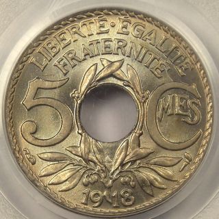 1918 France 5 Centimes Pcgs Ms66 Rare Gem Bu Coin photo