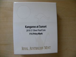 2010 Australia $1 Kangaroo At Sunset Proof Coin,  F 15 Privy Mark,  Ram photo