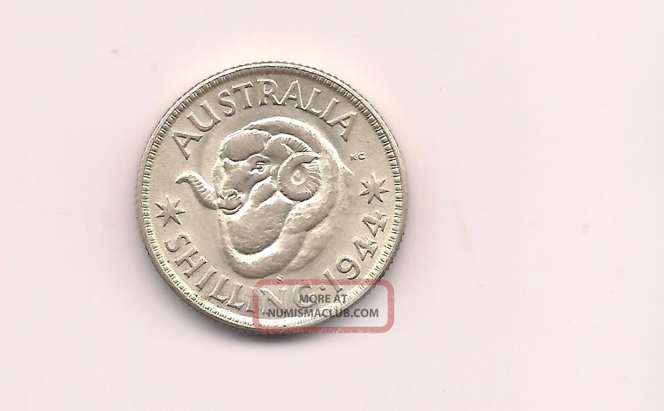 Australia 1944 One Shilling Silver Unc Coin Australia photo