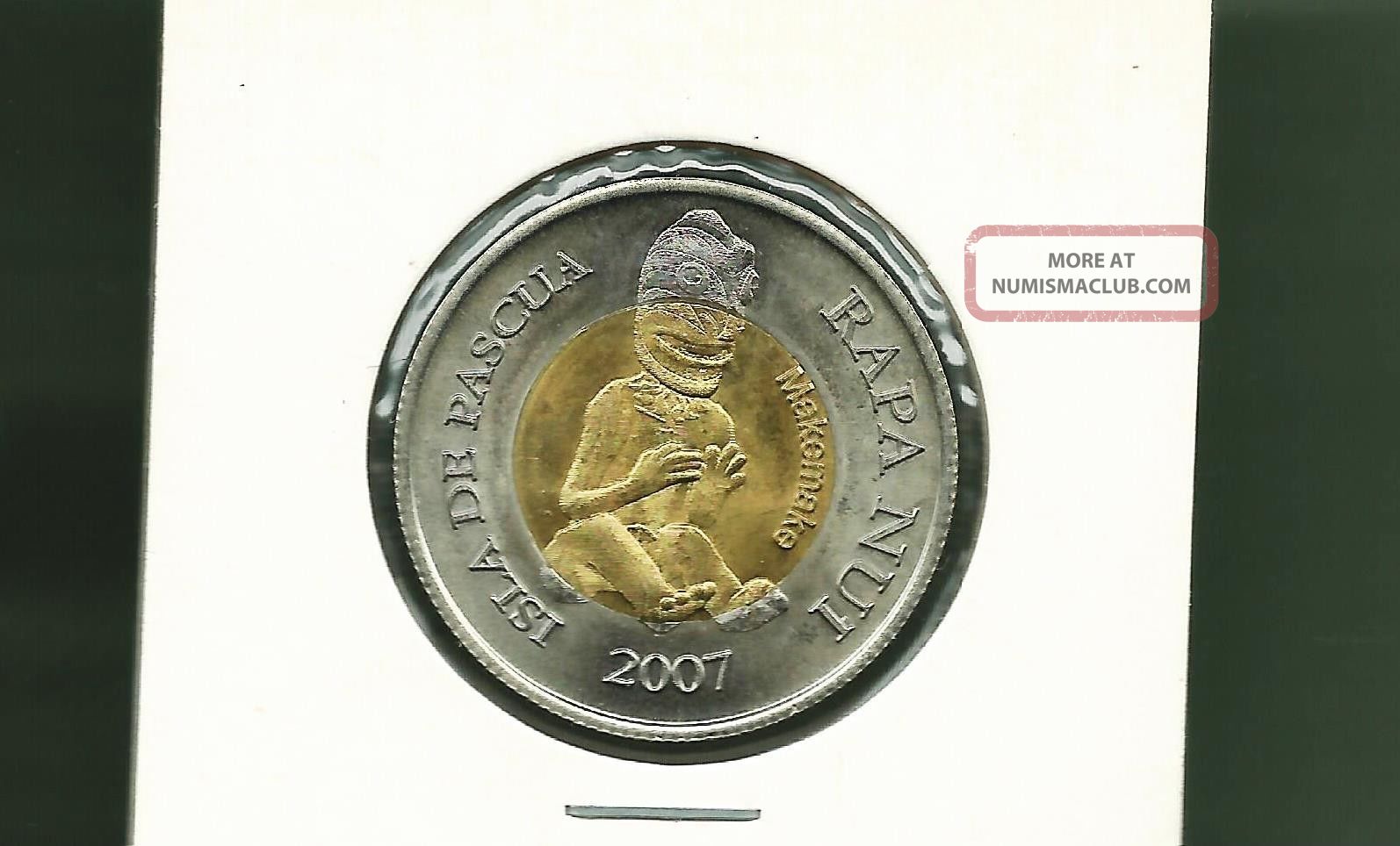 Isle De Pascua Easter Isle 2007 500 Pesos Bi - Metallic Unc Coin Australia & Oceania photo