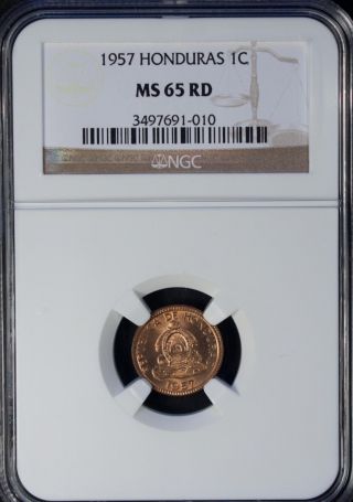 1957 Honduras 1 Centavos Ngc Ms 65 Rd Unc Bronze photo