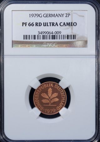 1979 G Germany 2 Pfennig Ngc Pf 66 Rd Ultra Cameo Bronze photo