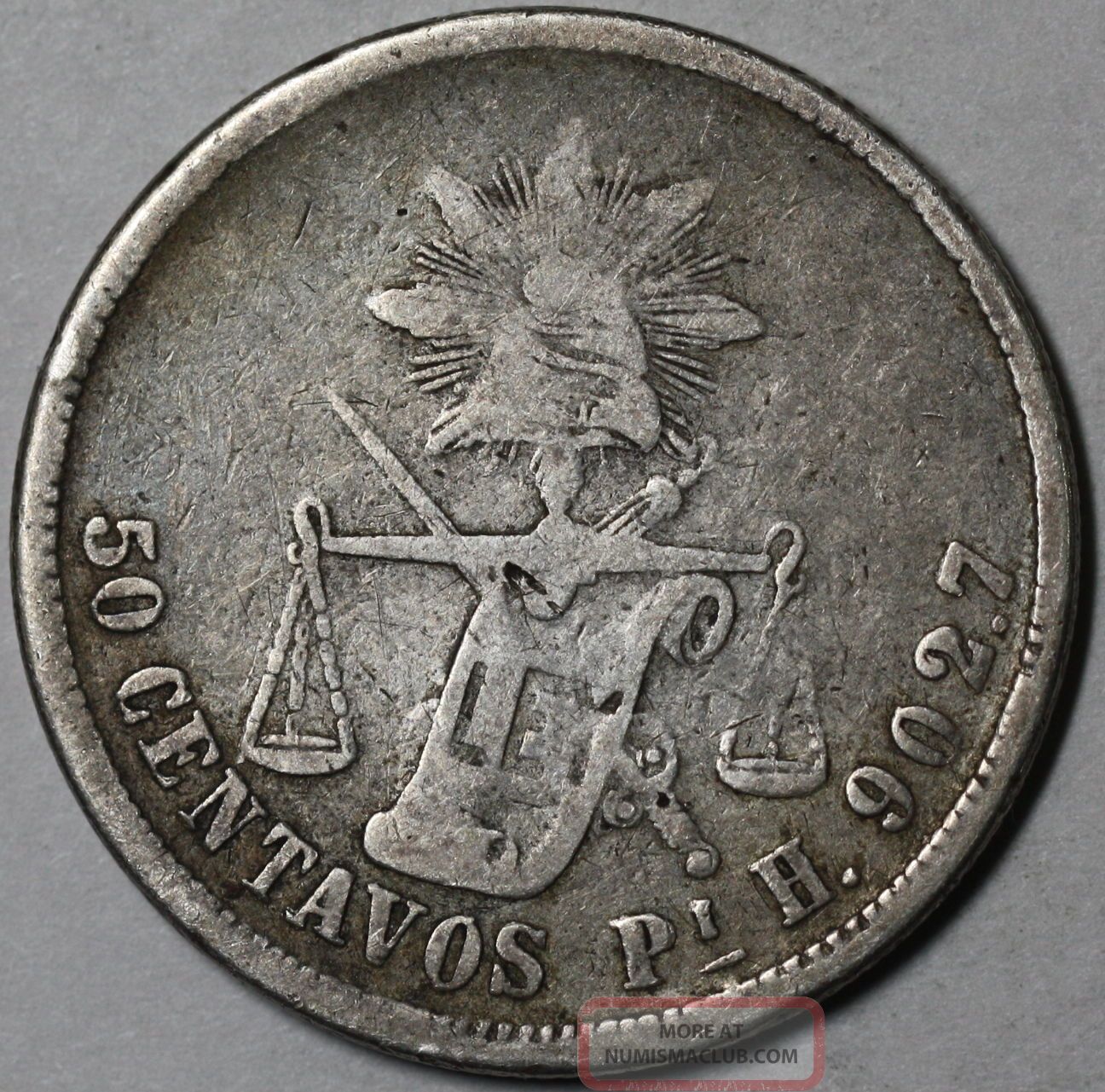 1883 - Pi Mexico Date Error Silver 50 Centavos Coin (rare ...