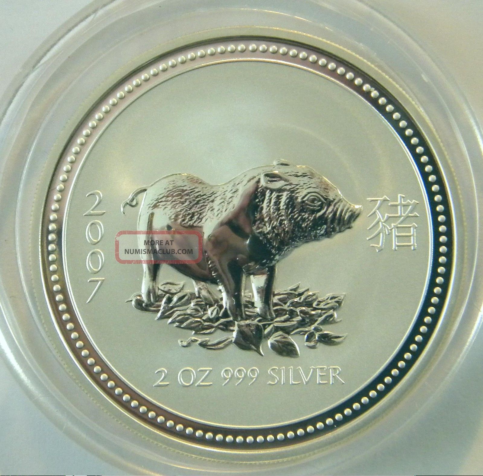 Australia 2 Oz.  999 Silver Lunar Coin Pig Boar 2007 1st Series Low Mintage Australia photo