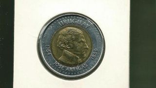 Uruguay 2000 10 Pesos Bi - Metallic Unc Coin photo