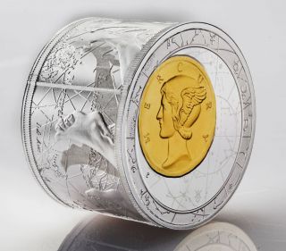 Niue 2013,  Fortuna Redux Mercury 3d,  $50,  6 Oz Silver Proof Cylinder Shaped Coin photo