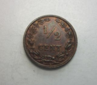 Netherlands Bronze 1/2 Cent 1900 photo