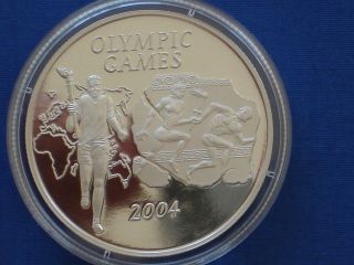 Ghana 500s Silver Proof 2003 Athens Olympic Games Torch Runner photo