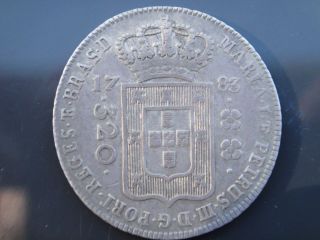 Brazil 1783 Silver Coin 320 Reis High Crown D.  Maria I E D.  Pedro Iii Rare photo