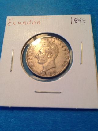 1895 Ecuador Dos Decimos Sucre.  900 Silver.  5 Grams photo