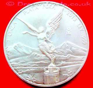 2013 Libertad 1 Troy Oz.  999 Plata Pura Silver Coin B/u In Plastic Wallet photo