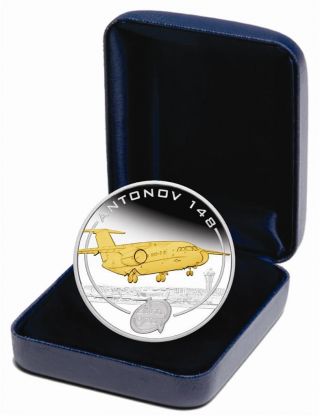 Cook Islands 2008 1$ Antonov An 148 24k Gold Gilded Proof 1oz.  999 Silver Coin photo