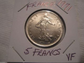 France 5 Francs 1971 Coin Vf Republique Francaise Circulated photo