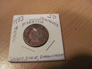 Mexico Centavos 50 1983 Rare Red Variety With Die Damage On The Front Letters photo