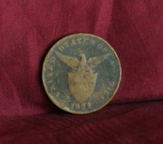Philippines 1 Centavo 1931 Bronze World Coin Km163 Hammer Anvil Eagle One Cent photo