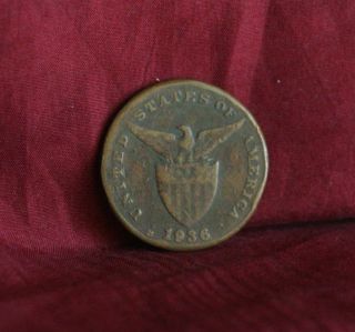 Philippines 1 Centavo 1936 Bronze World Coin Km163 Hammer Anvil Eagle One Cent photo