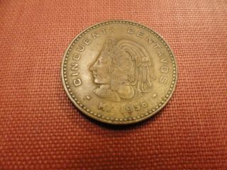 Mexico 50 Centavos Coin 1956 photo