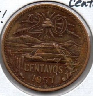 1957 Mexico 20 Centavos Bronze L@@k photo
