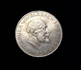 Austria 1958 25 Schilling Coin.  800 Silver Bu Von Welsbach photo