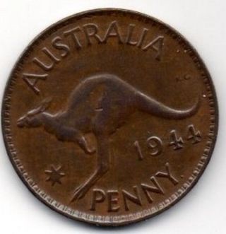 1944 - P Australia Penny Some Toning L@@k photo