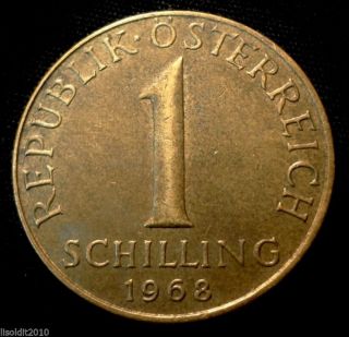 Austria 1968 1 Schilling Three Edelweiss Flowers Coin photo