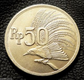 Indonesia,  1971 50 Rupiah Greater Bird Of Paradise Coin photo