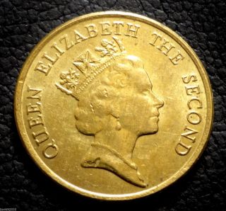 Hong Kong,  1992 10 Cents Elizabeth Ii Red Luster Coin photo