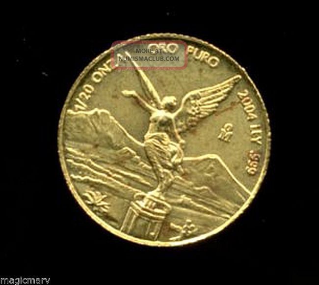 2004 1/20th Oz Gold Mexico Libertad. 999 Fine Oro Puro