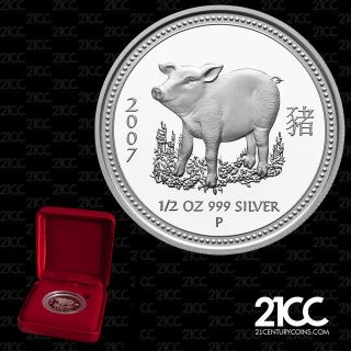 2007 Australia year Of The Pig $1/2 Silver Proof Coin Lunar photo