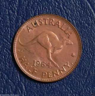 1964 Australia Half Penny Bronze Ungraded World Coin - Elizabeth Ii photo