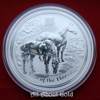 2014 Silver Year Of Horse Coin Australia 2 Oz Lunar Proof - Like Capsule photo