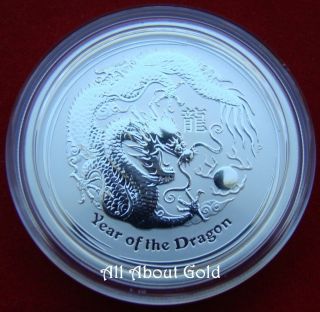 2012 Silver Dragon Coin Australia 1/2 Half Oz Chinese Lunar Calendar Capsule Bu photo