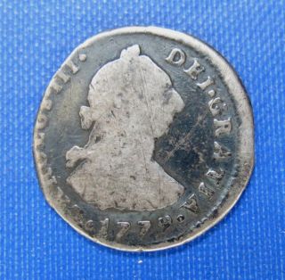 1779 Spain One 1 Reales Silver Coin Struck In Peru photo