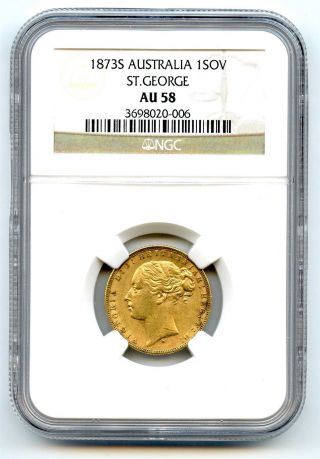 1873 S Ngc Au 58 Australia Gold Sovereign St.  George photo